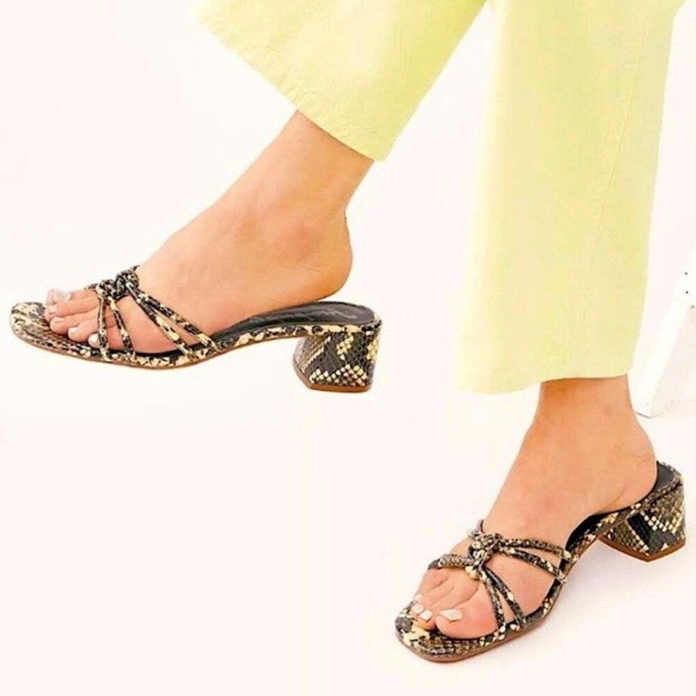 NWT PETRA Free People Snake Print Block Heel Knot Slide Sandal